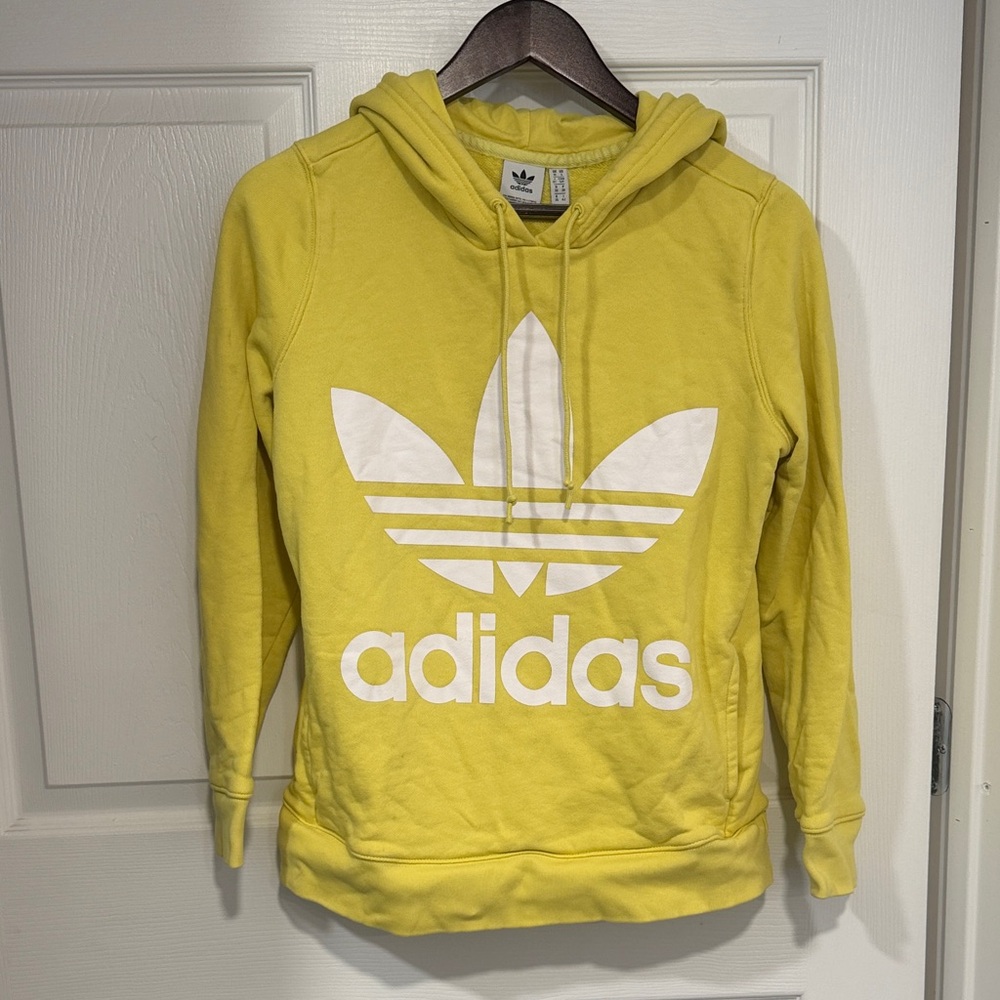 Adidas Lemon Hoodie with White Logo + pockets!